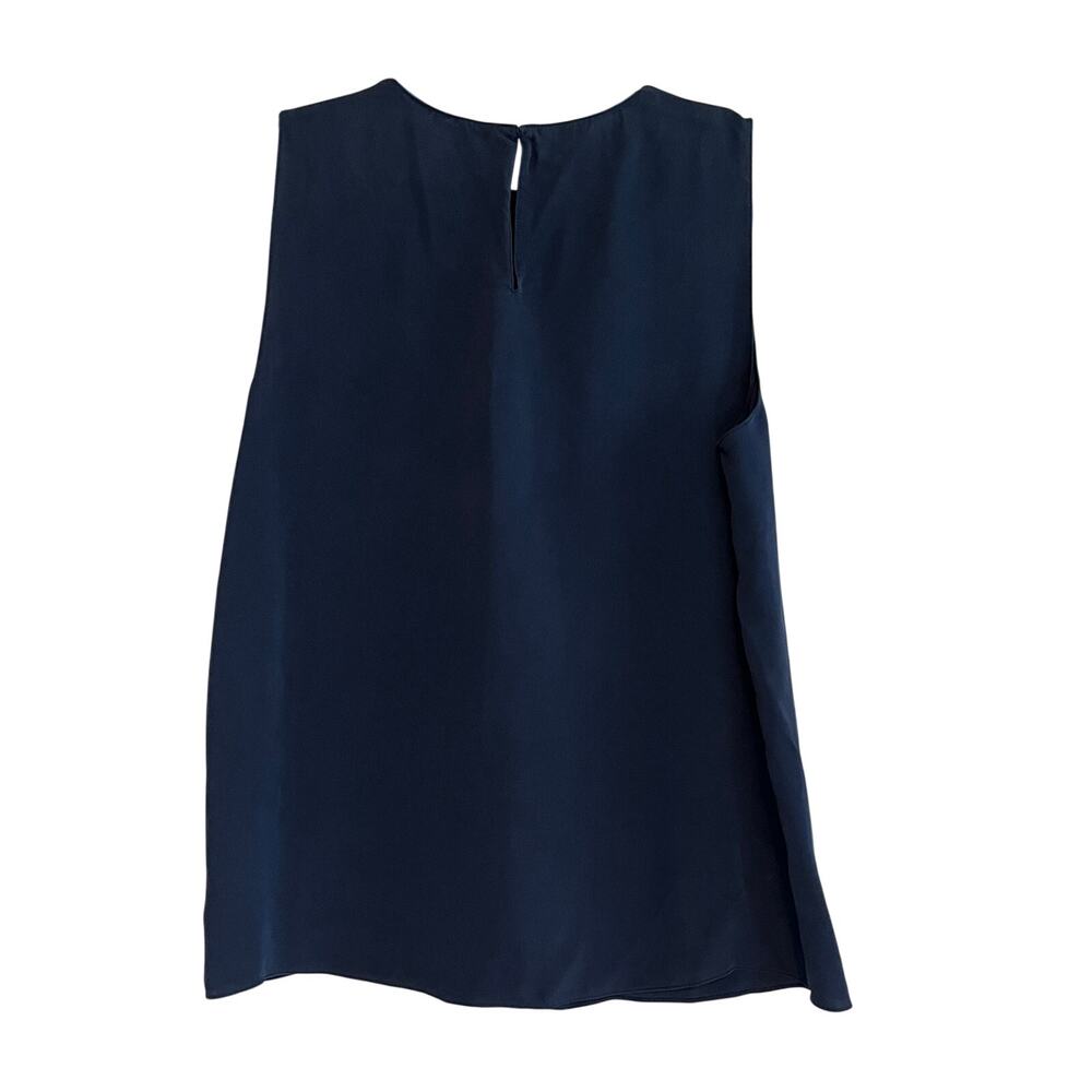 Theory Sleeveless Blouse Tank Top Shell 100% Silk Georgette Navy Blue Medium - Picture 3 of 9